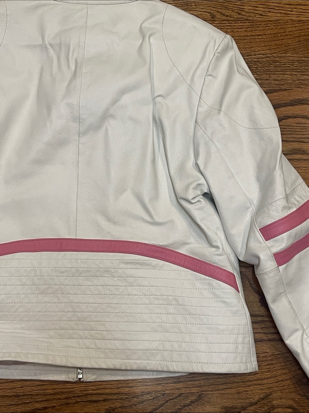 Classic White Women's Wilson’s Leather Jacket with Pink Trim ladies L - Picture 16 of 16
